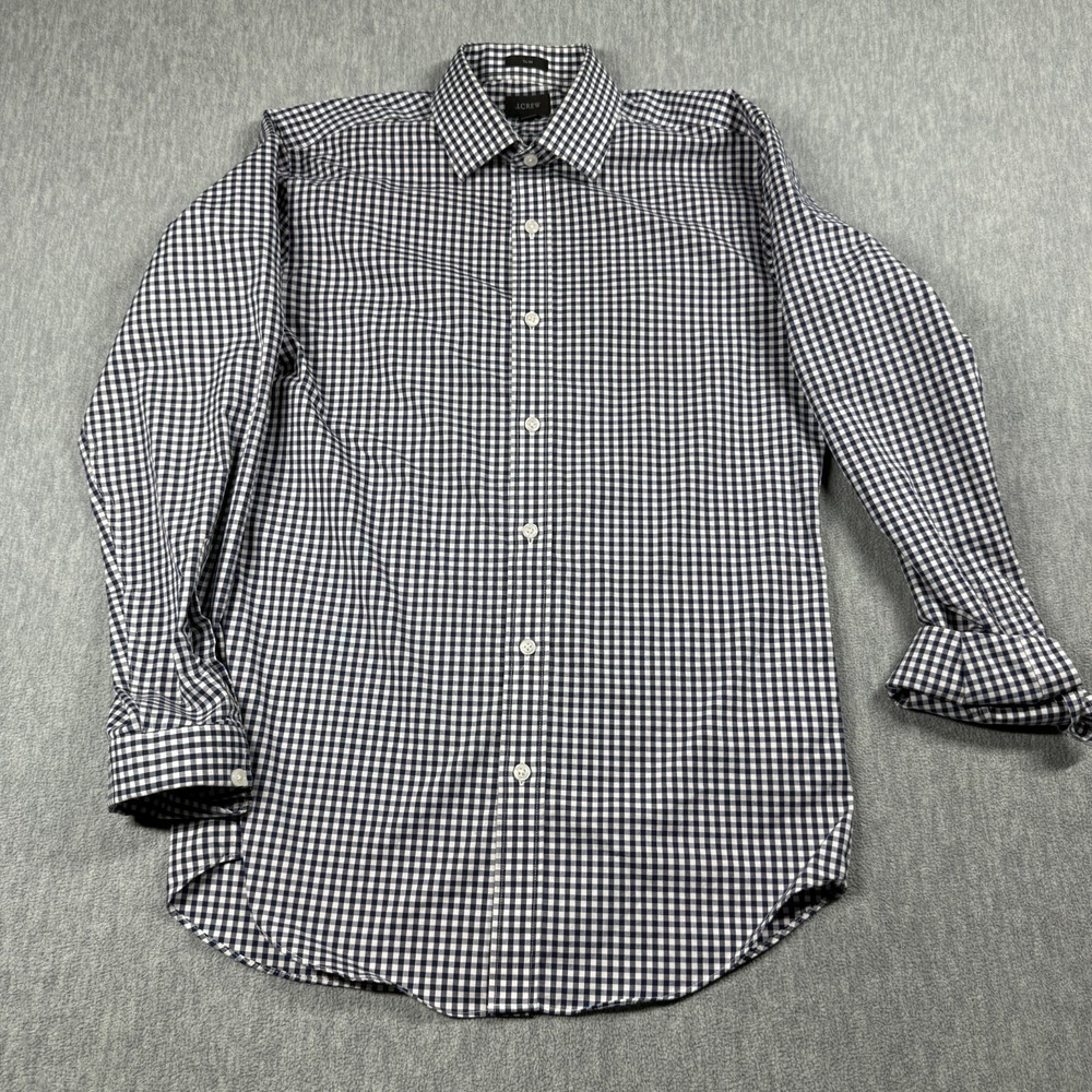 J.Crew Shirt Men S Blue White Gingham Check Button Down Slim Fit Long Sleeve